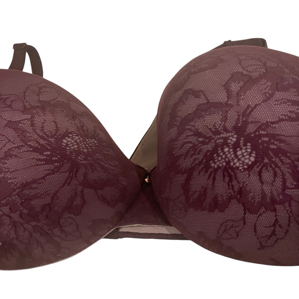 CACIQUE Back Smoothing Full Coverage Bra Plum Purple Lace - Picture 2 of 6